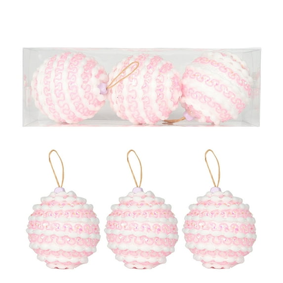 geerera 3-Piece Macaron Christmas Balls, 3 Inch Candy Color Ornaments, Foam Tree Hanging Decor, for Xmas Tree Trimming, Home Party Supplies, Festive Displays