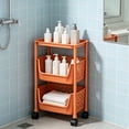 thumbnail image 1 of geerera 3-Tier Rolling Storage Cart, Plastic Utility Trolley with Top Shelf and 2 Drawer Baskets, Mobile Organizer Rack for Living Room Bathroom Kitchen, for Home Storage Supplies, 1 of 6