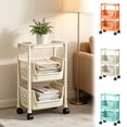 thumbnail image 1 of geerera 3-Tier Rolling Storage Cart, Plastic Utility Trolley with Top Shelf and 2 Drawer Baskets, Mobile Organizer Rack for Living Room Bathroom Kitchen, for Home Storage Supplies, 1 of 6