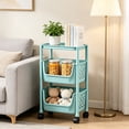 thumbnail image 1 of geerera 3-Tier Rolling Storage Cart, Plastic Utility Trolley with Top Shelf and 2 Drawer Baskets, Mobile Organizer Rack for Living Room Bathroom Kitchen, for Home Storage Supplies, 1 of 6