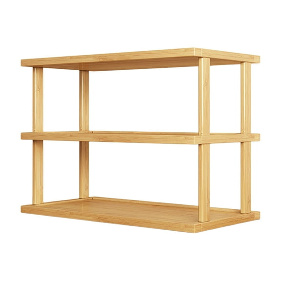 geerera 3 Tier Wooden Shelf Bookcase Modern Open Bookshelf Bamboos Shoe Rack Storage Rack Multifunctional Display Stand For Living Room Bedroom Office