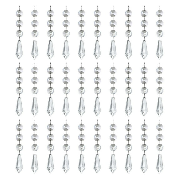 geerera 30Pcs Shatterproof Acrylic Hanging Crystals for Christmas Tree, Crystal Finial Ornaments, Clear Plastic Finial Drop Ornaments for Centerpiece Chandelier Wedding Winter Party Decor