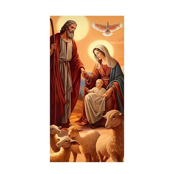 geerera 35x71 Inch Nativity Door Cover, Christmas Scene Banner, Jesus Themed Hanging Decor for Front Door, Wall, Window, Holiday Display