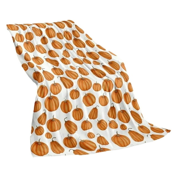 geerera 39x28 Inch Pumpkin Pattern Throw Blanket, Fall Leaf Blanket, Cozy Soft Lightweight Flannel Plush Blanket for Couch, Living Room, Bedroom Decor