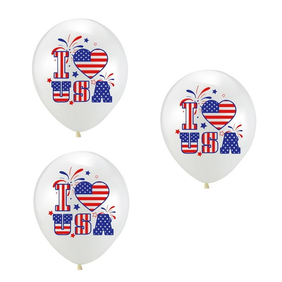 geerera 3Pcs Fourth Of July Balloons, Decorative Balloons for Independence Day, American Flags Party Balloons, Blue Red White Decor for Fourth of July, Memorial Day, USA Patriotic Party
