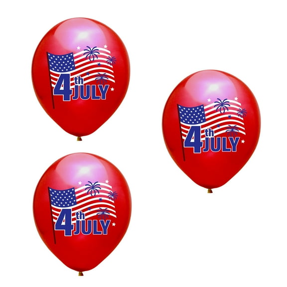 geerera 3Pcs Fourth Of July Balloons, Decorative Balloons for Independence Day, American Flags Party Balloons, Blue Red White Decor for Fourth of July, Memorial Day, USA Patriotic Party