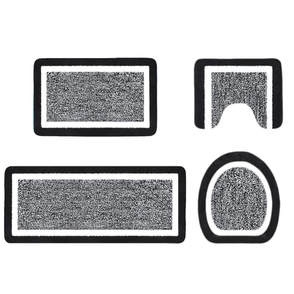 geerera 4-Piece Bathroom Rug Set with U-Shaped Toilet Mat, Non-Slip Microfiber, Absorbent and Washable, for Master Bath and Guest Bath