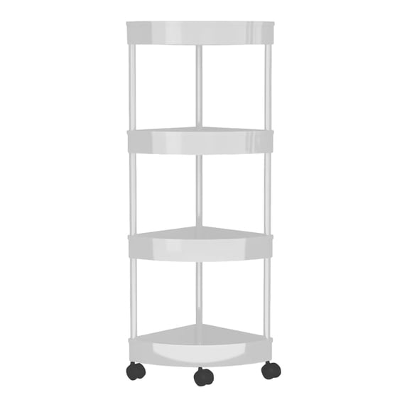 geerera 4-Tier Rolling Corner Shelf - Space-Saving Storage Rack with Wheels for Bathroom, Kitchen & Living Room, Multi-Purpose Organizer
