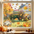 thumbnail image 1 of geerera 4pcs Fall Harvest Window Clings, Autumn Leaves & Pumpkin Wall Decals Set, Removable Vinyl Stickers for Glass, Mirror & Thanksgiving Home Decor, 1 of 6