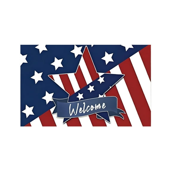 geerera 4th of July Patriotic Independence Day Welcome Door Mat,USA Flag Welcome Entry Mat,Easy To Clean Non-Slip Washable Entry Rug For Outdoor And Indoor Uses