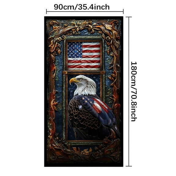 geerera 4th of July Red White and Blue American Flag Eagle Door Cover,Memorial Day Backdrop,Patriotic Decorations and Welcome Home Decoration,Bedroom Door Curtain Background Cloth 35.4x70.8inch