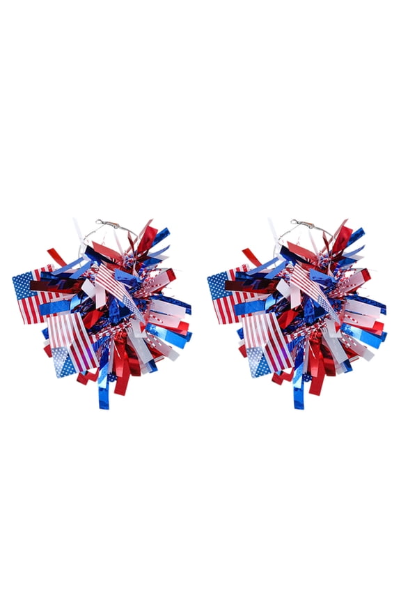 4th of July Glitter Firework Hoop Earrings for Women - Lightweight Red White Blue Patriotic USA Flag Jewelry with Sparkle Decor