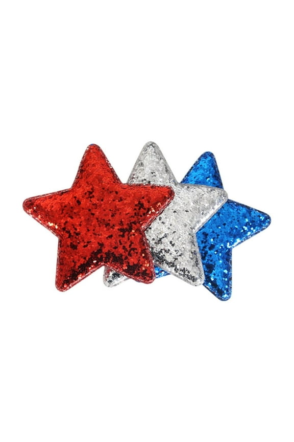 4th of July Hair Accessories,Red White and Blue Star Hair Clips,Glitter Independence Day Hair Barrettes for Party Cheering Squad