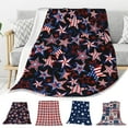 thumbnail image 1 of geerera 4th of July Patriotic Fleece Blanket, 59" x 51" American Flag Star Throw Blanket for Independence Day Home Sofa Decor, 1 of 6