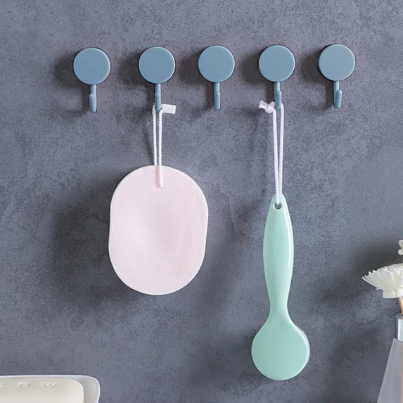 geerera 5 Pcs Adhesive Wall Hooks for Office ,Bathroom and Kitchen, No-Drill Damage Installation, Strong Adhesive, for Hanging Towels Utensils Coat Robe
