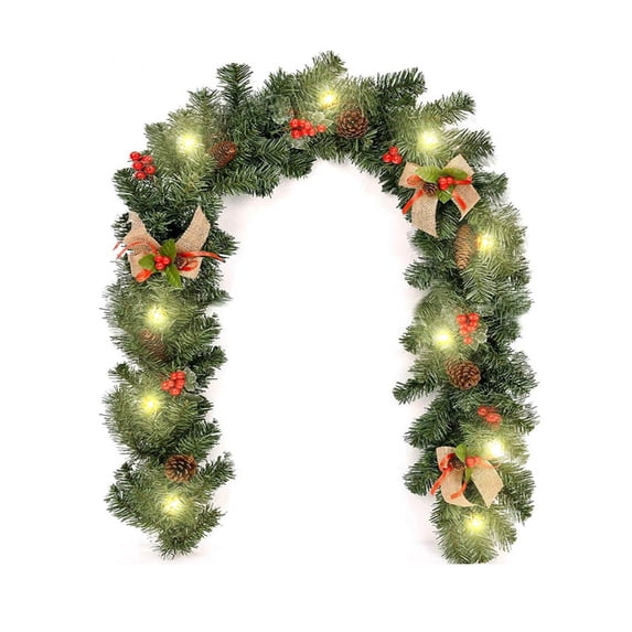 geerera 5FT Pre-Lit Christmas Garland, Pine Cone and Holly Berry Garland, String Light Greenery Decor, for Indoor Outdoor Display, Winter Holiday Decorating, Festive Home Accents