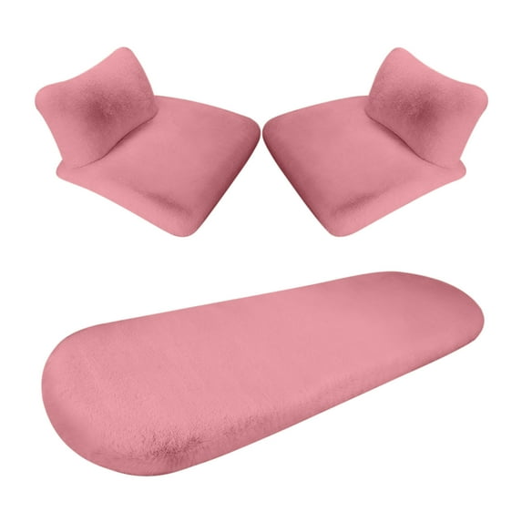 geerera 5Pcs Car Front Rear Seat Cushion with lumbar pillows, Soft Warm Winter Auto Seat Cover, Vehicle Seat Protector Pad With Non-Slip Backing, Car Accessories for Home and Office Chair