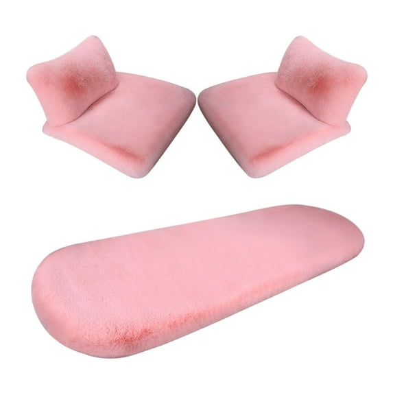 geerera 5Pcs Car Front Rear Seat Cushion with lumbar pillows, Soft Warm Winter Auto Seat Cover, Vehicle Seat Protector Pad With Non-Slip Backing, Car Accessories for Home and Office Chair