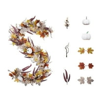 geerera 6.5 Ft Maple Leaf Garland with Pumpkins and Berries, White Fall Vine for Thanksgiving Decor, Fireplace, Wedding, Home