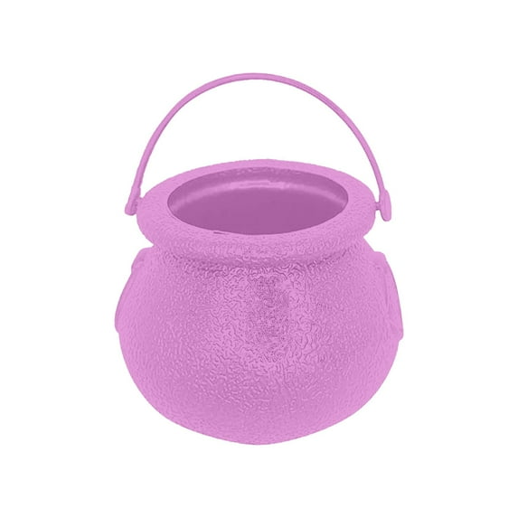 geerera 6 Pcs Mini Plastic Cauldrons, Halloween Treat Buckets with Handle, Witch Calderon Pot, for Party Decorations, Gifts
