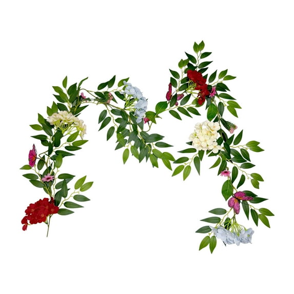 geerera 69" Artificial Hydrangea Garland, Spring Faux Flower Vine Decoration for Front Door and Wall, Seasonal Home Decor, Holiday Table Centerpiece, Entryway Greeting