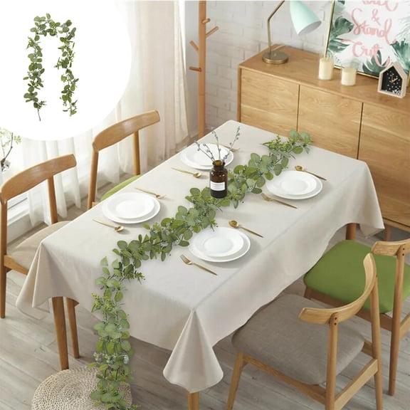 geerera 69Inch Artificial Eucalyptus Garland, Silver Dollar Eucalyptus Leaves Faux Greenery Vine for Wedding Arch Backdrop, Table Wall Decor Home Party Decorations