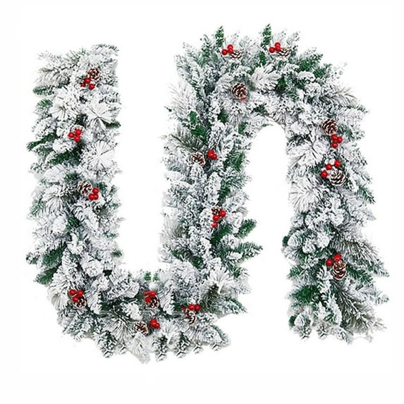 geerera 6FT Snowy Christmas Garland, Battery Operated Prelit with Timer, Pinecones Berries Branches, for Mantle Stairs Fireplace, Outdoor Indoor Holiday Decor