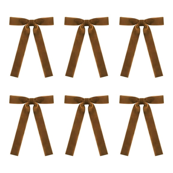 geerera 6Pcs Pre-Tied Vintage Christmas Ribbon Bows, Velvet Bows with Twist Tie for Christmas Tree Garland Wreath Treat Bags Gift Wrapping Basket Wedding Brithday Party