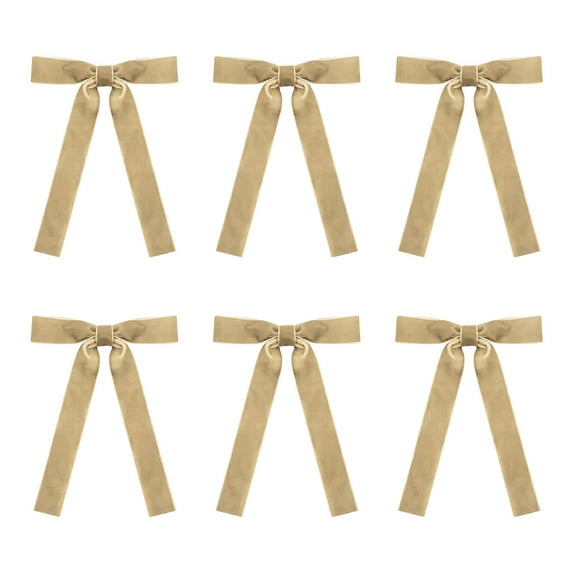 geerera 6Pcs Pre-Tied Vintage Christmas Ribbon Bows, Velvet Bows with Twist Tie for Christmas Tree Garland Wreath Treat Bags Gift Wrapping Basket Wedding Brithday Party