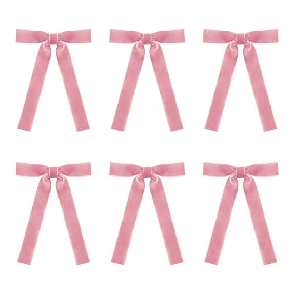 geerera 6Pcs Pre-Tied Vintage Christmas Ribbon Bows, Velvet Bows with Twist Tie for Christmas Tree Garland Wreath Treat Bags Gift Wrapping Basket Wedding Brithday Party