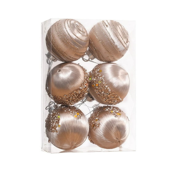 geerera 6pcs Christmas Ornaments, Vintage Style Hanging Ball Set with Decorative Box, Christmas Tree Decor for Home, Mantel, Party