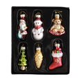 thumbnail image 1 of geerera 6pcs Glass Christmas Ornament Set, Unique Snowman and Tree Designs, for Holiday Decor, Festive Indoor Display, Seasonal Tree Trimming, 1 of 6