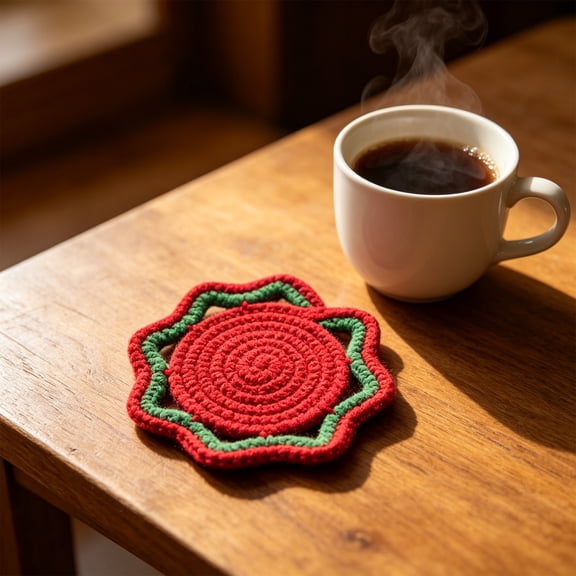 geerera 7" Cotton Rope Coasters, Woven Macrame Drink Coasters for Coffee Mugs Cups, Absorbent Heat Insulation Mats for Home Kitchen Tabletop Decor