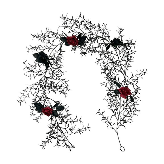 geerera 71 Inch Black Artificial Garland, Faux Ivy Leaf Greenery Hanging Plant for Indoor Outdoor Decor, Thanksgiving Party Garden Wall Wedding Decorations