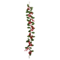geerera Artificial Christmas Vine, Red Berry and Greenery Garland, for Mantel Draping, Door Frame, Window Decoration