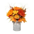 thumbnail image 1 of geerera Artificial Fall Potted Plants, Autumn Sunflower Arrangement in Tin Bucket, 11.8" Tall Faux Greenery for Thanksgiving Table, Mantel, Farmhouse Decor, 1 of 6