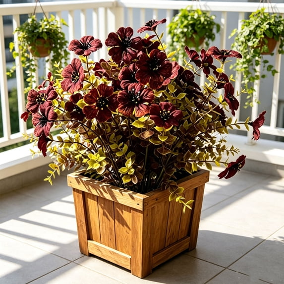 Geerera Artificial Fall Wildflower Bush Faux Autumn Floral Stems Rustic Harvest Garden Decor for Outdoor Planter Porch Patio Home 14.7 Inch