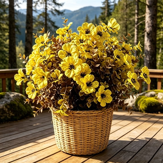Geerera Artificial Fall Wildflower Bush Faux Autumn Floral Stems Outdoor Planter Decor 14.7"