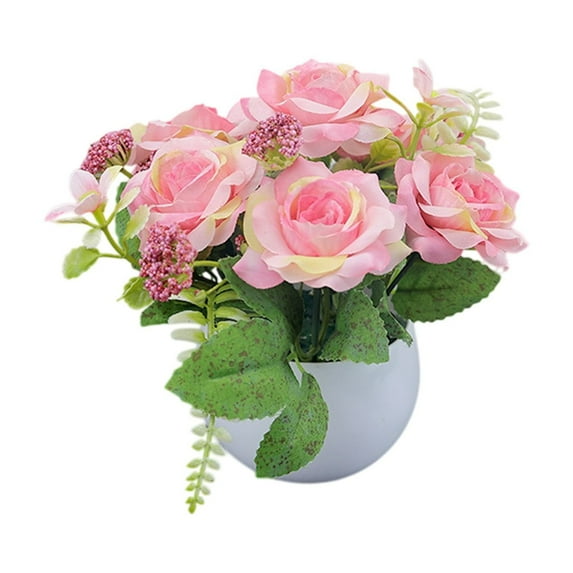 geerera Artificial Flowers Arrangement With Vase Included, Fake Flowers Simulation Flowers Dried Flowers Potted Plants, Arrangement Decor for Living Room Dining Table TV Cabinet, 4.7x5.9 inch