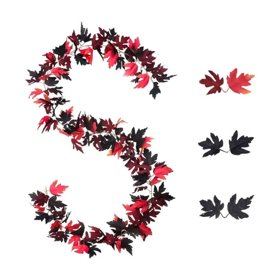 geerera Artificial Maple Leaf Garland, Faux Rattan Vine with Fall Foliage, for Wall Draping, Mantel Decor, Seasonal Display