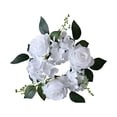 thumbnail image 1 of geerera Artificial Rose Candle Ring, Simulated Silk Flower Wreath with Realistic Leaves, 8-Inch Candlestick Centerpiece for Wedding Table, Home Party Decor, Banquet Ambiance, 1 of 6