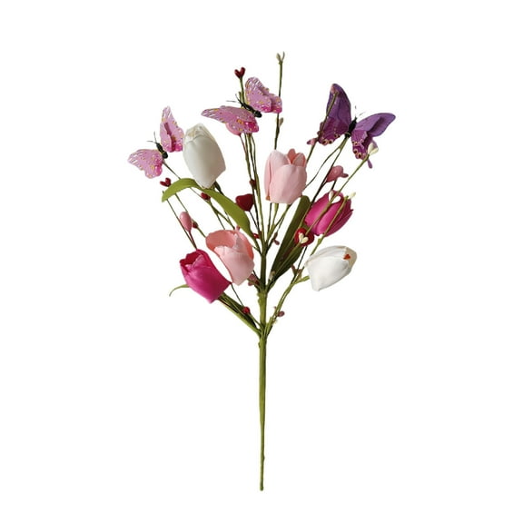 geerera Artificial Tulips Decorations, Tulips Berry Arrangement, Home Table Flower Arrangement for Mother’s Day Wedding Anniversary Party Decor