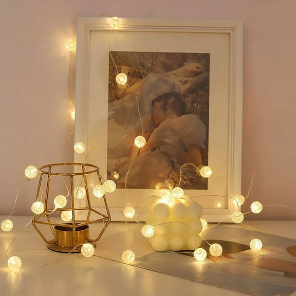geerera Battery Operated Globe String Lights, Crystal Ball Led String Lights, 6.6TF 20 LED Fairy Lights, for Indoor Outdoor Bedroom Party Wedding