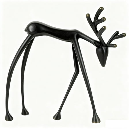 geerera Black Reindeer Christmas Decor, Imitation Metal Reindeer Sculpture, Modern Holiday Accent, for Mantel Display, Fireplace, Contemporary Living Room