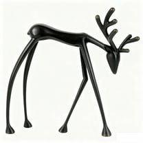 geerera Black Reindeer Christmas Decor, Imitation Metal Reindeer Sculpture, Modern Holiday Accent, for Mantel Display, Fireplace, Contemporary Living Room