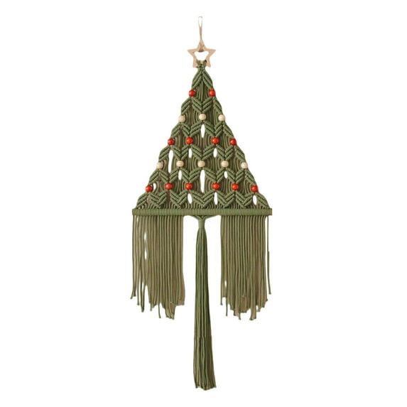 geerera Bohemian Woven Christmas Tree Tapestry, Handmade Wall Hanging with Tassels, Folk Art Holiday Decor, for Living Room, Bedroom Wall, Festive Display