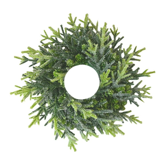 geerera Branch Frost Needle Wreath, 14 Inch Candlestick Ring, Festive Candle Garland, for Holiday Dining, Table Decor, Home Christmas Accents