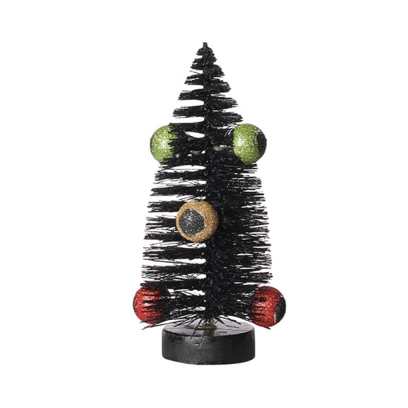geerera Brush Tree with Eyeball, Miniature Pine Tree with Base, Halloween Mini Decorative Tree, Festival Desktop Party Decorations