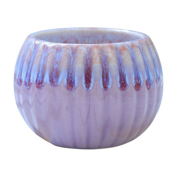 geerera Ceramic Pumpkin Planter, Round Cactus Pot with Colorful Glaze, for Succulents, Air Plants, Tabletop Decor