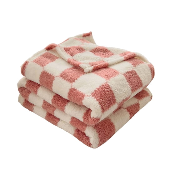 geerera Checkered Flannel Fleece Throw Blanket Soft Cozy Lightweight Checkerboard Grid Print Chessboard Gingham Pattern Blankets for Bed Couch Sofa,All Season Use 39"x28"
